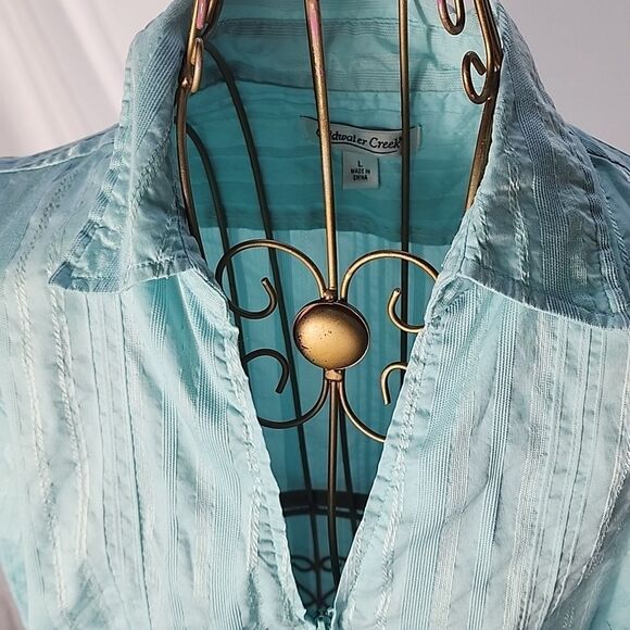 Vintage Coldwater Creek Ocean Blue Shacket Zipper Close - Picture 3 of 8